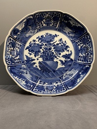 A Japanese Arita blue and white 'flower basket' dish, Edo, 18th C.