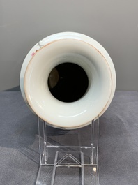 A Chinese famille rose vase, Qianlong and Shinian 世寧 mark, 20th C., and a qianjiang cai vase, signed Ren Huanzhang 任煥章, dated 1942