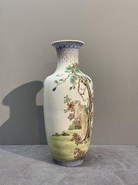 A Chinese famille rose vase, Qianlong and Shinian 世寧 mark, 20th C., and a qianjiang cai vase, signed Ren Huanzhang 任煥章, dated 1942