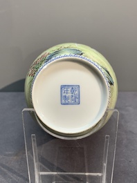 A Chinese famille rose vase, Qianlong and Shinian 世寧 mark, 20th C., and a qianjiang cai vase, signed Ren Huanzhang 任煥章, dated 1942
