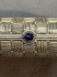 A rare Russian Faberg&eacute; bejewelled gold and silver cigarette presentation case, marked Mikhail Perkhin (1860-1903)