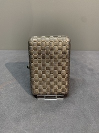 A rare Russian Faberg&eacute; bejewelled gold and silver cigarette presentation case, marked Mikhail Perkhin (1860-1903)