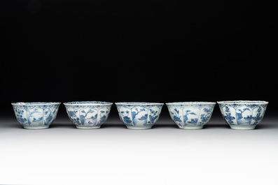 A collection of 17 Chinese blue and white wares, Kangxi/Qianlong
