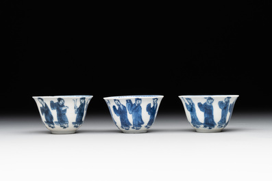 A collection of 17 Chinese blue and white wares, Kangxi/Qianlong