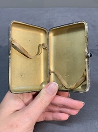 A rare Russian Faberg&eacute; bejewelled gold and silver cigarette presentation case, marked Mikhail Perkhin (1860-1903)