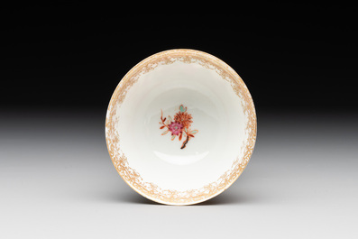 A Chinese Meissen-style export porcelain 'Peter the Great' cup and saucer, Qianlong