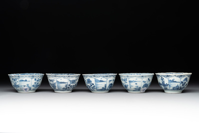 A collection of 17 Chinese blue and white wares, Kangxi/Qianlong