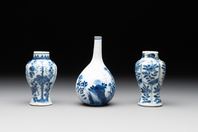 A varied collection of 13 Chinese blue and white wares, Kangxi/Qianlong