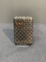 A rare Russian Faberg&eacute; bejewelled gold and silver cigarette presentation case, marked Mikhail Perkhin (1860-1903)