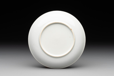 A Chinese Meissen-style export porcelain 'Peter the Great' cup and saucer, Qianlong
