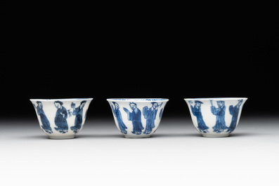 A collection of 17 Chinese blue and white wares, Kangxi/Qianlong