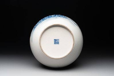 A Chinese blue and white 'tianqiuping' 'peony' vase, Qianlong mark, Republic