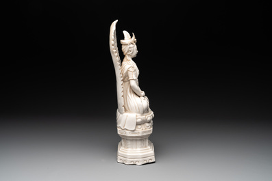 A Chinese Dehua blanc de Chine seated Guanyin, Qianlong mark, Republic