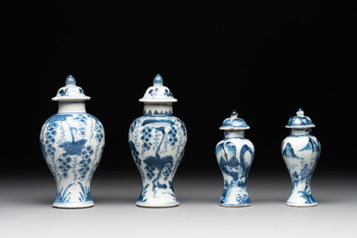 A varied collection of 13 Chinese blue and white wares, Kangxi/Qianlong