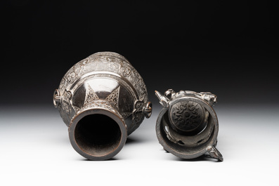 A collection of six Chinese bronze wares, Yuan and later