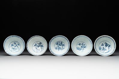 A collection of 17 Chinese blue and white wares, Kangxi/Qianlong