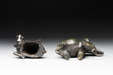 A collection of six Chinese bronze wares, Yuan and later