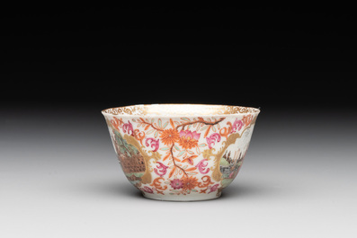 A Chinese Meissen-style export porcelain 'Peter the Great' cup and saucer, Qianlong