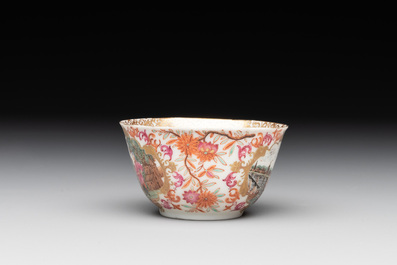 A Chinese Meissen-style export porcelain 'Peter the Great' cup and saucer, Qianlong