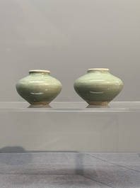 Six Chinese Longquan celadon jarlets, Yuan/Ming