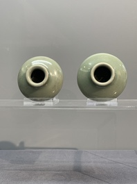 Six Chinese Longquan celadon jarlets, Yuan/Ming