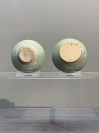 Six Chinese Longquan celadon jarlets, Yuan/Ming