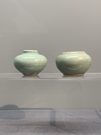 Six Chinese Longquan celadon jarlets, Yuan/Ming