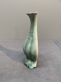 A Chinese Longquan celadon lobed bottle vase, Song