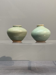 Six Chinese Longquan celadon jarlets, Yuan/Ming