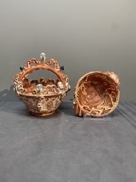 A rare Hispano-Moresque lustre-glazed basket and a porringer, 16/17th C.