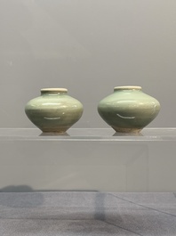 Six Chinese Longquan celadon jarlets, Yuan/Ming