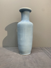 Three Chinese turquoise-glazed covered vases and a lavender-blue-glazed vase, Kangxi mark, 19/20th C.