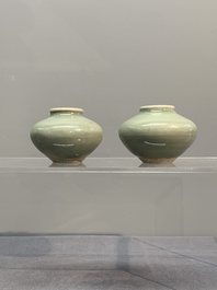 Six Chinese Longquan celadon jarlets, Yuan/Ming