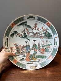 A pair of Chinese famille verte 'Xi Xiang Ji' dishes, Kangxi