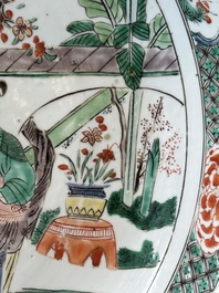 A pair of Chinese famille verte 'Xi Xiang Ji' dishes, Kangxi