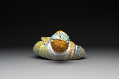 A polychrome Italian maiolica bust of Caesar, Deruta, 17th C.