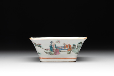 A Chinese famille rose nine-piece sweetmeat or rice table set, Tongzhi mark, 19th C.