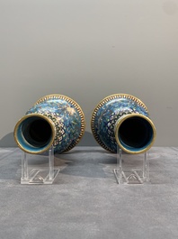 A pair of Chinese cloisonn&eacute; 'ganglu ping' or holy water vases, 18/19th C.