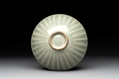 A Chinese Longquan celadon 'lotus' bowl, Song or later