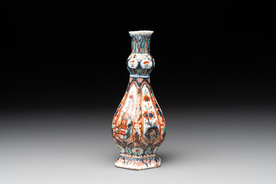 A polychrome Dutch Delft petit feu vase, 18th C.