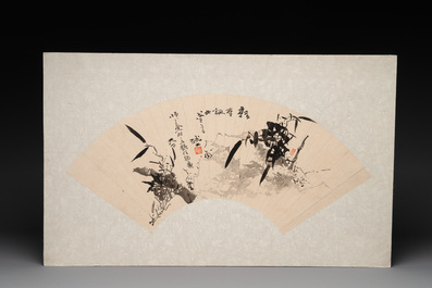 Two Chinese fans, ink and colour on paper, signed Taxin 褟欣, dated 1860
