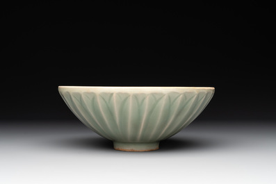 A Chinese Longquan celadon 'lotus' bowl, Song or later