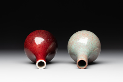 A Chinese flamb&eacute;-glazed vase and a robin's egg-glazed vase, 19th C.