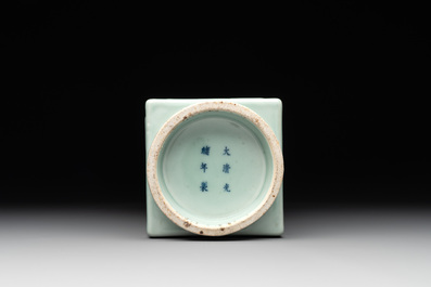 A Chinese celadon-glazed 'trigrams' 'cong' vase, Guangxu mark and of the period