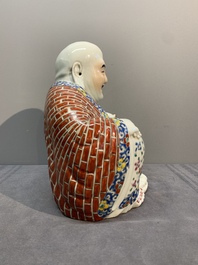 A Chinese famille rose lady and a Buddha, 19/20th C.