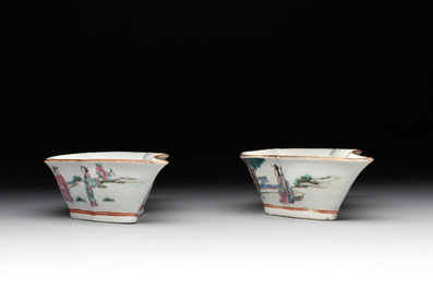 A Chinese famille rose nine-piece sweetmeat or rice table set, Tongzhi mark, 19th C.