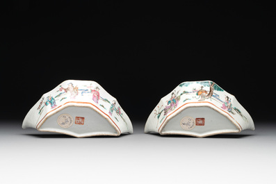 A Chinese famille rose nine-piece sweetmeat or rice table set, Tongzhi mark, 19th C.