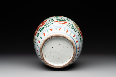 A Chinese wucai 'peony scroll' vase, Transitional period