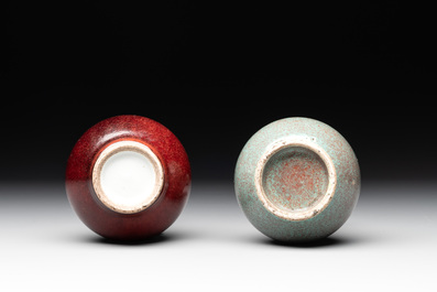 A Chinese flamb&eacute;-glazed vase and a robin's egg-glazed vase, 19th C.
