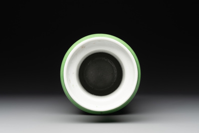 A Chinese lime-green-glazed rouleau vase, 19th C.